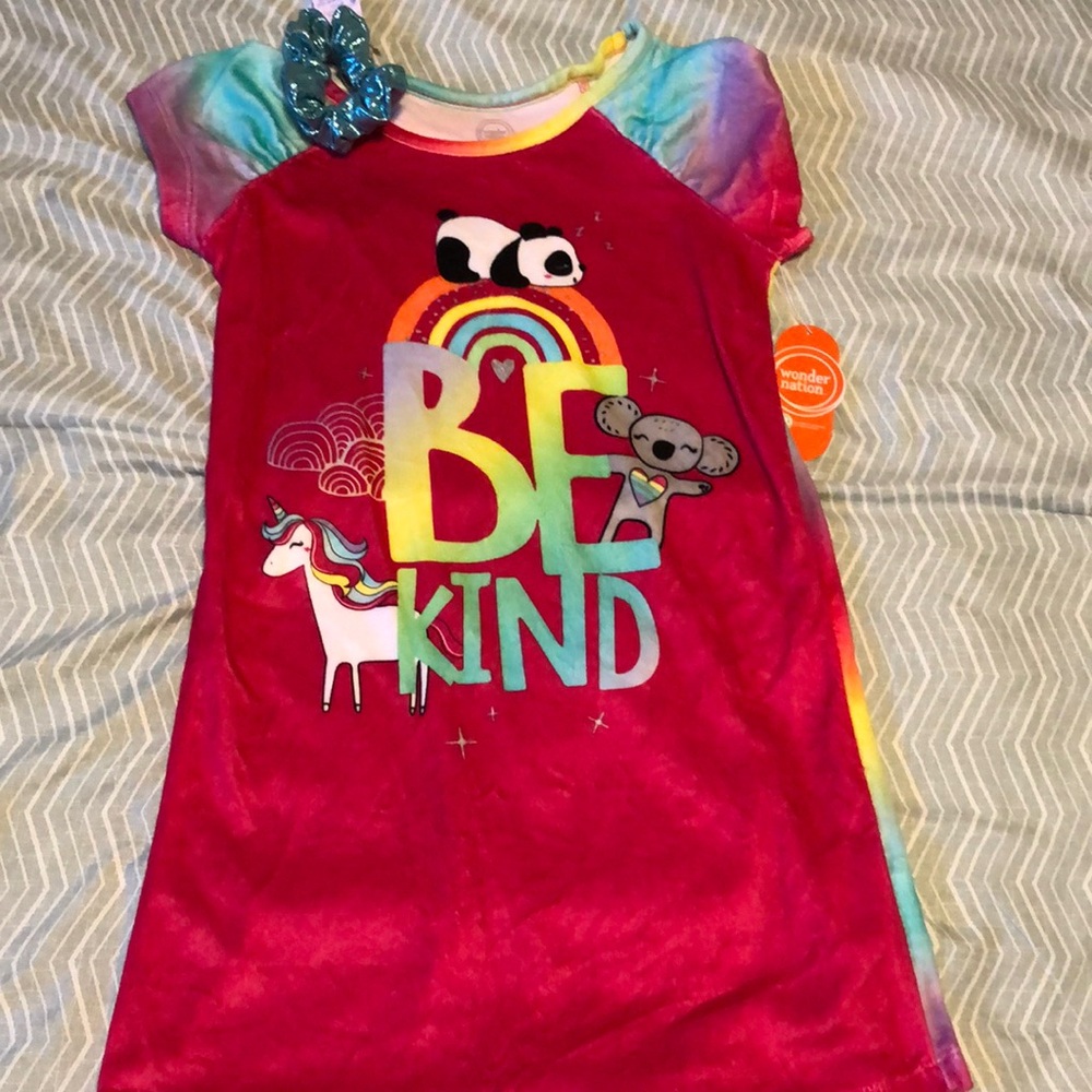 Wonder Nation Kids Pajamas - Red with Rainbow and Animal Print